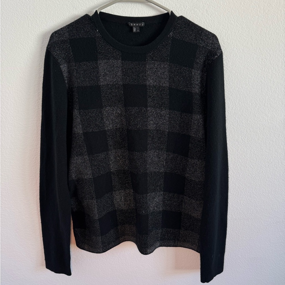 Theory Women’s Black Checkered‎ Cashmere Sweater Size Small